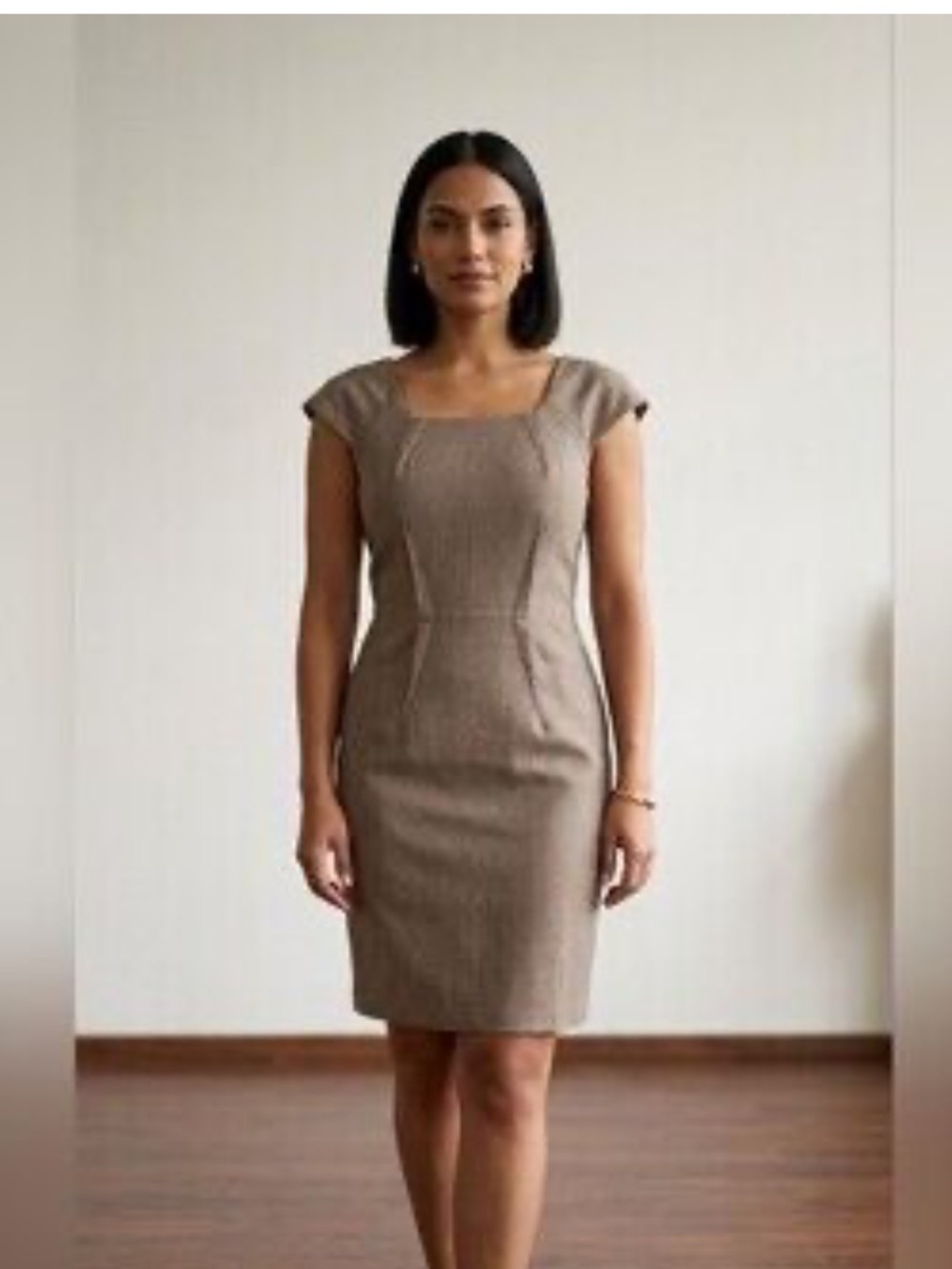 Banana Republic Taupe Cap-Sleeve Sheath Dress